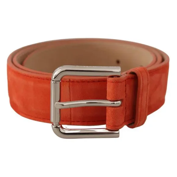 Dolce & Gabbana Italy Orange Leather Silver Metallic Logo Wrap Belt Band 80 / 32 DOLCE & GABBANA Belt Metallic Leather Silver Tone Logo  main image 2